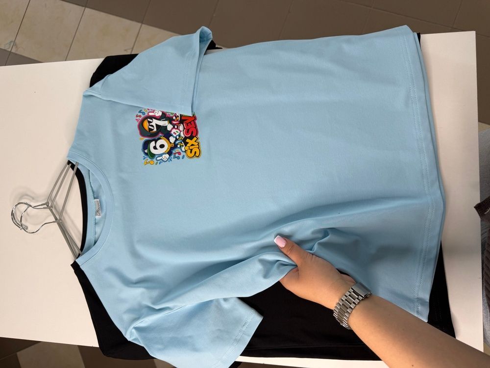 Футболка хлопчача Oversize кулір з аплікацією №31 Блакитна
