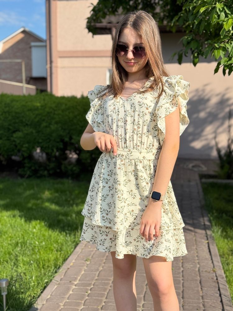 Сукня з подвійною спідницею, Муслін Олива