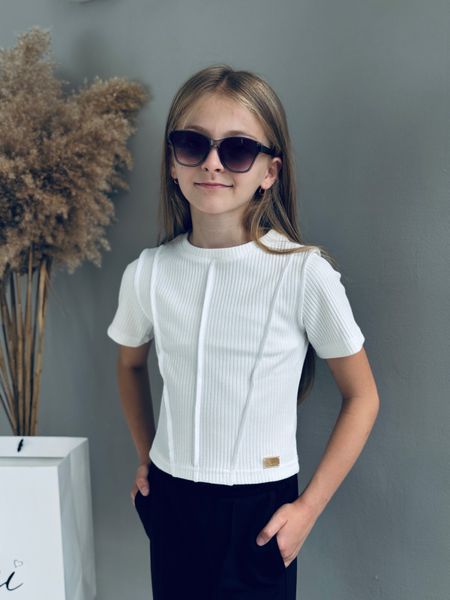 Футболка рубчик, зовнішній шов, Біла