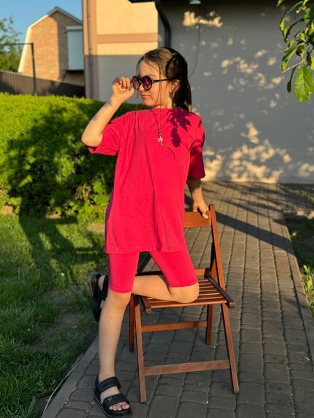 Футболка Oversize + велосипедки Кулір, Малина