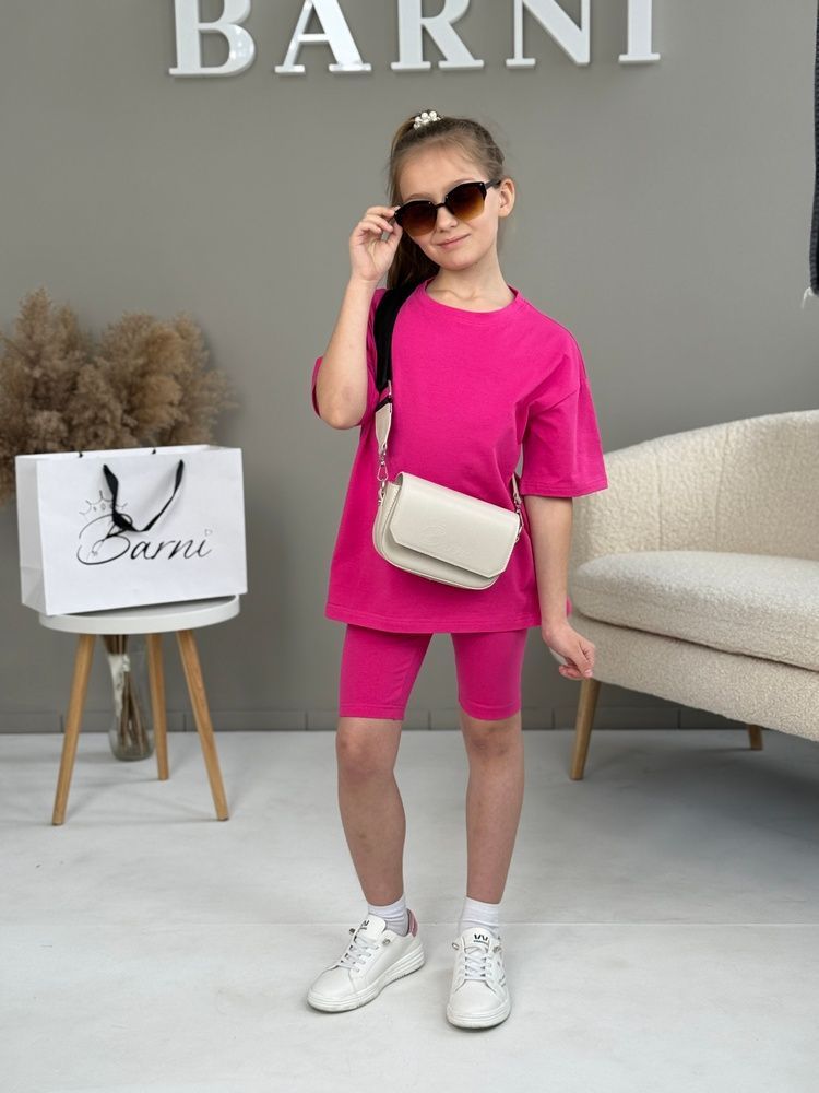 Футболка Oversize + велосипедки Кулір, Малина