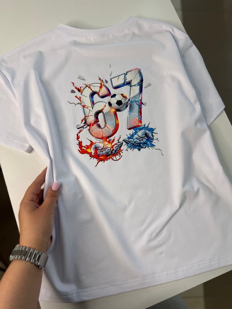 Футболка хлопчача Oversize кулір з аплікацією №32 Біла