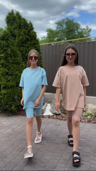 Футболка Oversize + велосипедки Кулір, Мокко