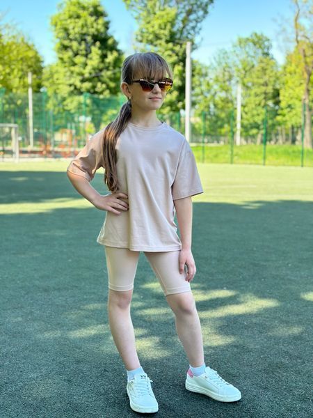 Футболка Oversize + велосипедки Кулір, Мокко