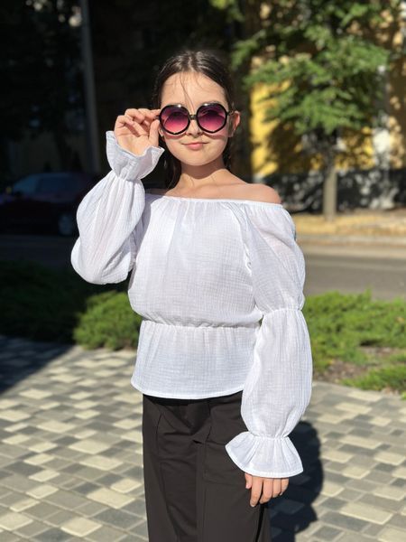 Блуза Муслін довгий рукав, Біла