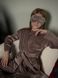 Комплект 3-ка (штани, футб. халат, маска) Велюр, Мокко