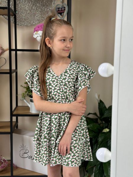 Сукня з подвійною спідницею, штапель Зелена